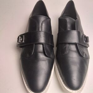 Karl lagerfeld Paris Celina black leather almond toe women turn lock buckle 8